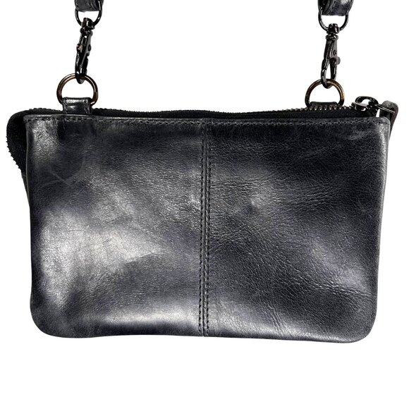 Carbon 2 Cobalt Black Leather Crossbody Purse Adjustable Strap Zipper Closure - Picture 2 of 10